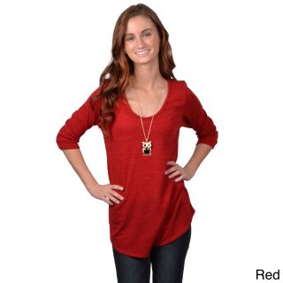 Journee Collection Journee Collection Juniors Three quarter Sleeve Loose Fit Sweater Red Size S (1  3)