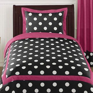 Sweet Jojo Designs Sweet Jojo Designs Girls Polka Dot 4 piece Twin Comforter Set Black Size Twin