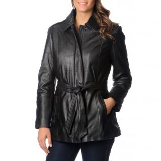 Excelled Womens Black Lambskin Leather Hipster Jacket