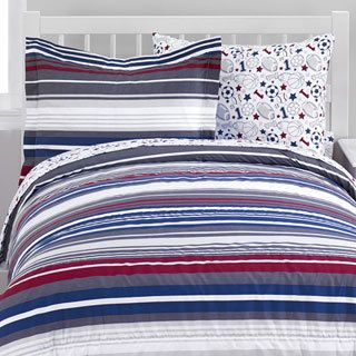 Blue/red Stripe 2 piece Comforter Set