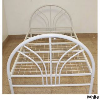 Hodedah Import Twin 7 leg Support Metal Bed White Size Twin