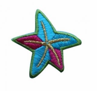 ID #0342 Starfish Embroidered Iron On Applique Patch