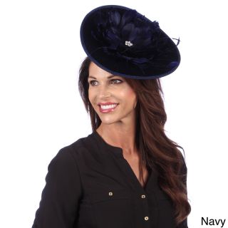 Swan Hat Swan Womens Sinamay Covered Velvet Fascinator With Feathers Navy Size One Size Fits Most