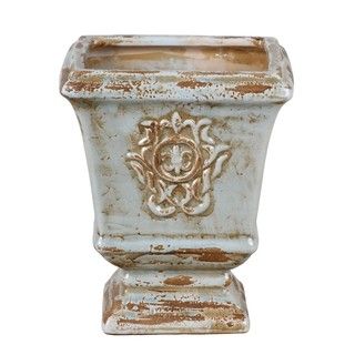 Privilege Rectangular Washed Blue Ceramic Vase