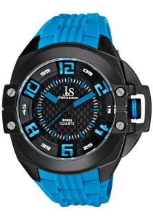 Joshua & Sons JS 39 BU  Watches,Mens Black Dial Blue Silicon, Casual Joshua & Sons Quartz Watches