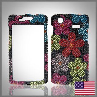 Multicolor Flowers on Black "Cristalina" crystal bling case cover for Samsung Captivate i897 Cell Phones & Accessories