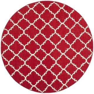 Safavieh Hand woven Moroccan Dhurries Red/ Ivory Wool Rug (6 Round)