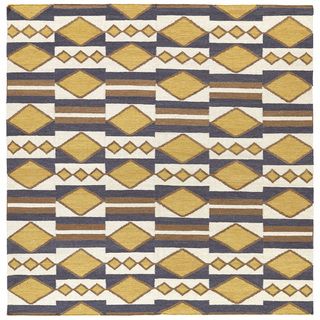 Flatweave Tribeca Mustard Wool Rug (8 Square)