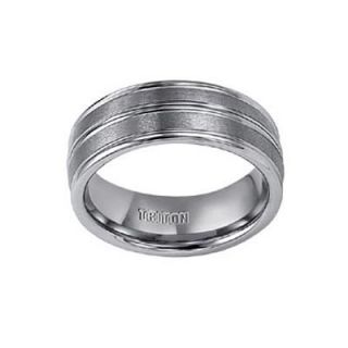 Triton Mens 8.0mm Comfort Fit Double Groove Tungsten Wedding Band