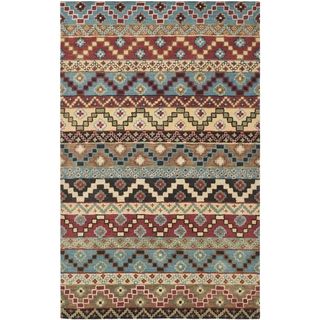 Isaac Mizrahi By Safavieh Calico Stripe Blue/ Multi Wool Rug (5 X 8)