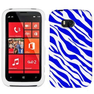 Nokia Lumia 822 Blue White Zebra Print Hard Case Phone Cover Cell Phones & Accessories