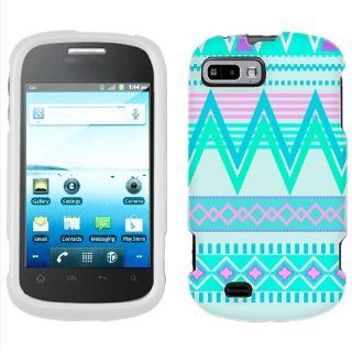 ZTE Fury Aztech Andes Tribal White and Teal Pattern Phone Case Cover Cell Phones & Accessories