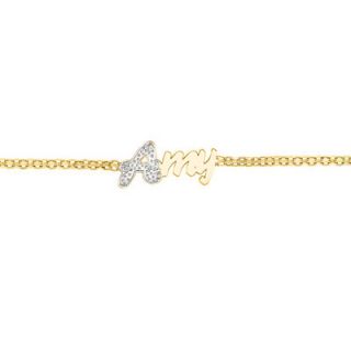 Diamond Accent Name Bracelet in 10K Gold (3 8 Letters)   Zales