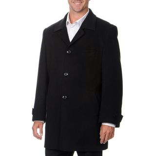 Montefino Mens Russel Black Cashmere And Wool Blend Top Coat