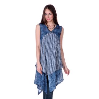 Lily By Firmiana Womens Sleeveless V neck Pullover Top Blue Size S (4  6)