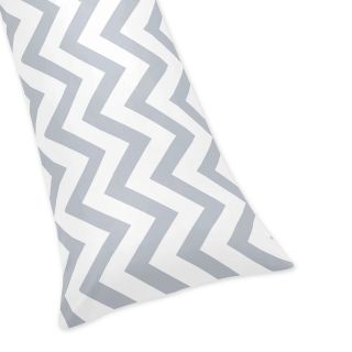 Sweet Jojo Designs Grey/ White Chevron Zigzag Full Length Double Zippered Body Pillowcase Grey Size Standard