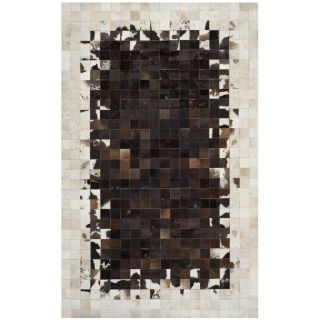 Safavieh Hand woven Studio Leather Ivory/ Dark Brown Leather Rug (4 X 6)