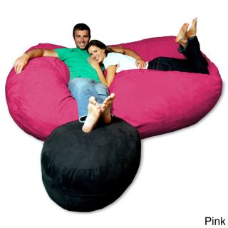 Theater Sacks Llc 7.5 foot Soft Micro Suede Beanbag Chair Lounger Pink Size Extra Large