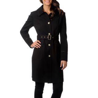 Vince Camuto Vince Camuto Womens Single Breasted Trench Coat Black Size L (12  14)