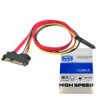 NSIcable 22 pin (7+15) SATA Male to Female DATA and Power Combo Extension Cable   Slimline SATA Extension Cable M/F   20inch (50cm) Computers & Accessories