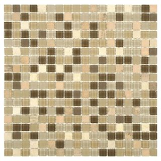 Somertile 11.75x11.75 View Mini Crest Glass And Stone Mosaic Tile (pack Of 16)