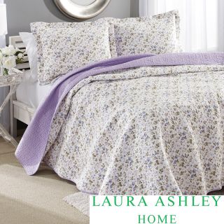 Laura Ashley Laura Ashley Spring Bloom Reversible Cotton 3 piece Quilt Set Blue Size Twin