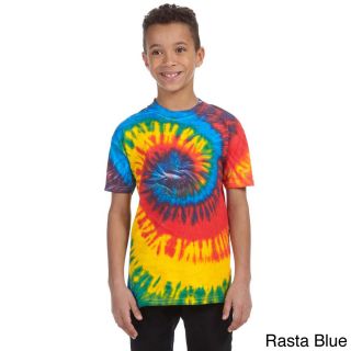 Tie dye Youth Cotton Tie dyed T shirt Blue Size L (14 16)
