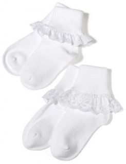 Jefferies Socks 2 Pack Eyelet Lace Trim And Lace Trim Sock   White/White Clothing
