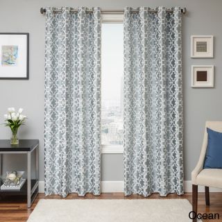 Softline Home Fashions Peyton Tile Woven Jacquard Grommet Top Curtain Panel Blue Size 55 x 96