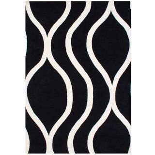 Handmade Alliyah Black/ Off white New Zealand Blended Wool Rug (8 X 10)