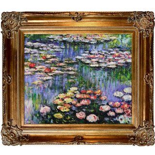 Hand Painted Reproduction of Claude Monet Water Lilies (pink) Framed Oil Painting, 20 x 24   Monet Painting Reproduction On Canvas