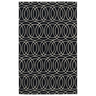 Hand tufted Cosmopolitan Circles Black/ Ivory Wool Rug (3 X 5)