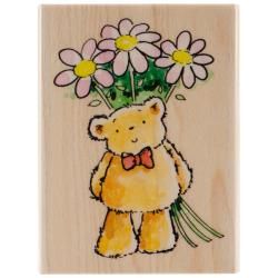 Penny Black Mounted Rubber Stamp 3.25 X2.25   Flower Bear