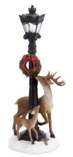 19" Battery Operated LED Lighted Lamp Post w/ Standing Deer Christmas Decoration   Seasonal Celebration Lighting