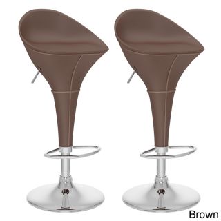 Corliving Round Styled Adjustable height Leatherette Bar Stools (set Of 2)