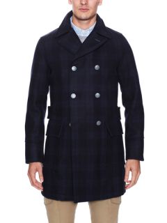 Plaid Long Peacoat by Camplin