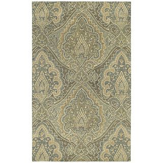 St. Joseph Sage Damask Hand tufted Wool Rug (5 X 79)