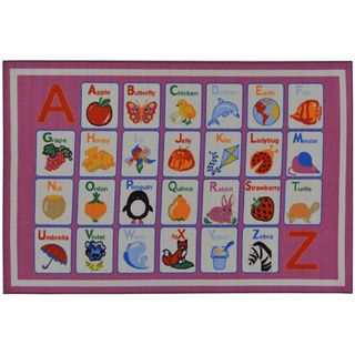 Childrens Alphabet Design Pink Area Rug (5 X 66)