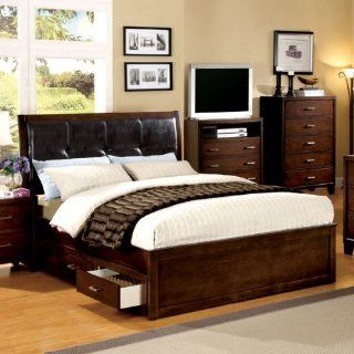 Queen Size Burke Brown Cherry Finish Bed Frame Set Home & Kitchen