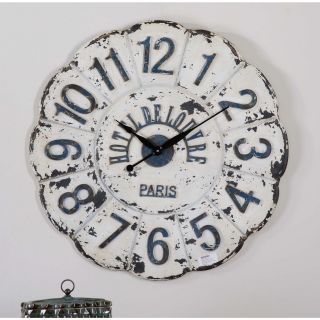 De Louvre Distressed Ivory And Rust Black Mdf Wall Clock