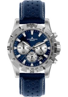 JACQUES LEMANS 1670C  Watches,Mens Montreal 1 1670C Blue Leather, Chronograph JACQUES LEMANS Quartz Watches