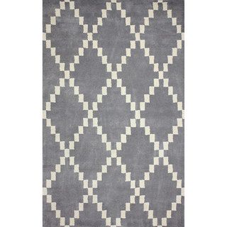 Nuloom Flatweave Pixel Trellis Grey Wool Rug (76 X 96)