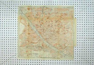 1909 Colour Map Italy Street Plan Firenze Arno River   Prints