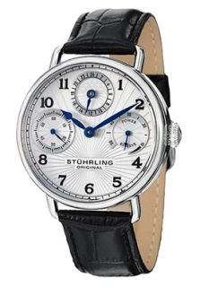 Stuhrling Original 467.33152  Watches,Mens Coronate Silver Tone Dial Black Leather, Casual Stuhrling Original Mechanical Watches