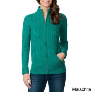 Ply Cashmere Ply Cashmere Womens Cable Knit Zip Front Cashmere Sweater Green Size XS (2  3)