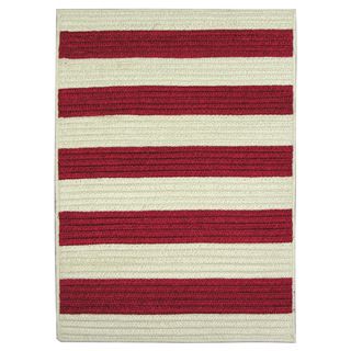 Nautical Stripe 8 Ft X 11 Ft Reversible Braided Rug, Red
