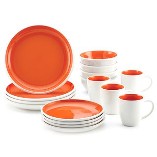 Rachael Ray Rise Orange Stoneware 16 piece Dinnerware Set