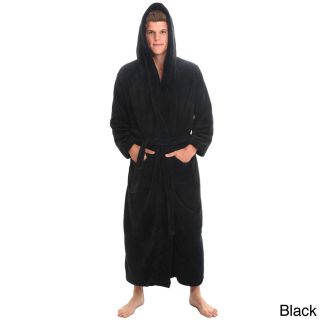 Del Rossa Mens Full Length Hooded Fleece Bath Robe