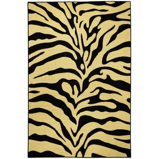 Rubber Back Black And Ivory Tiger Print Non skid Area Rug (33 X 5)