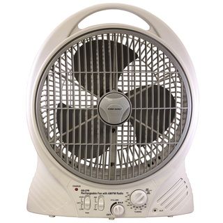 Gama Sonic Rechargeable 12 inch Portable Fan With Am/fm Radio And  Input